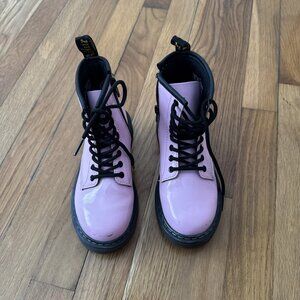 Dr. Martens Lamper 1460 J Light Pink Patent Leather Girl Kids Boots, Size 13